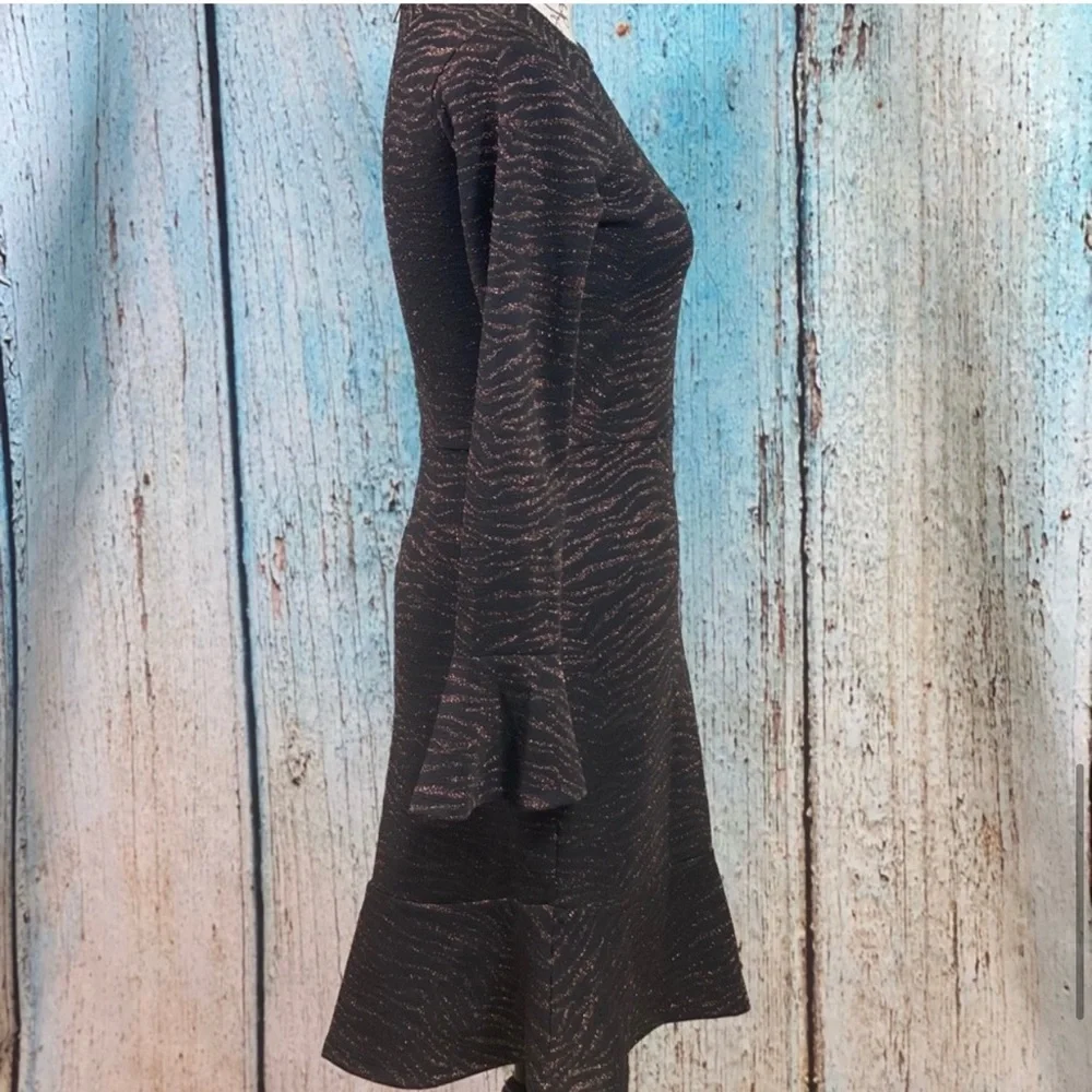 MICHAEL KORS NWT Caramel Animal Print Flounce Trim Dress - Picture 10 of 14